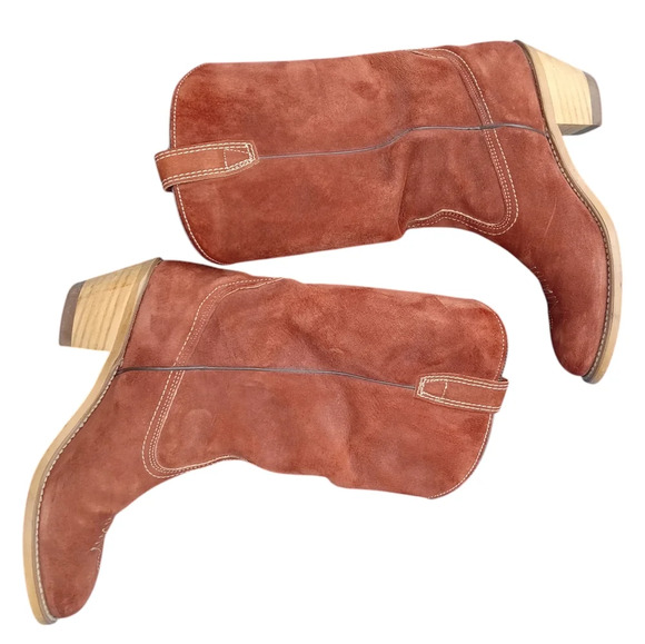 Wolverine Shoes - Vintage Wolverine Women's Cowboy Boots Brown/Orange Size 7 1/2 Suede Heel